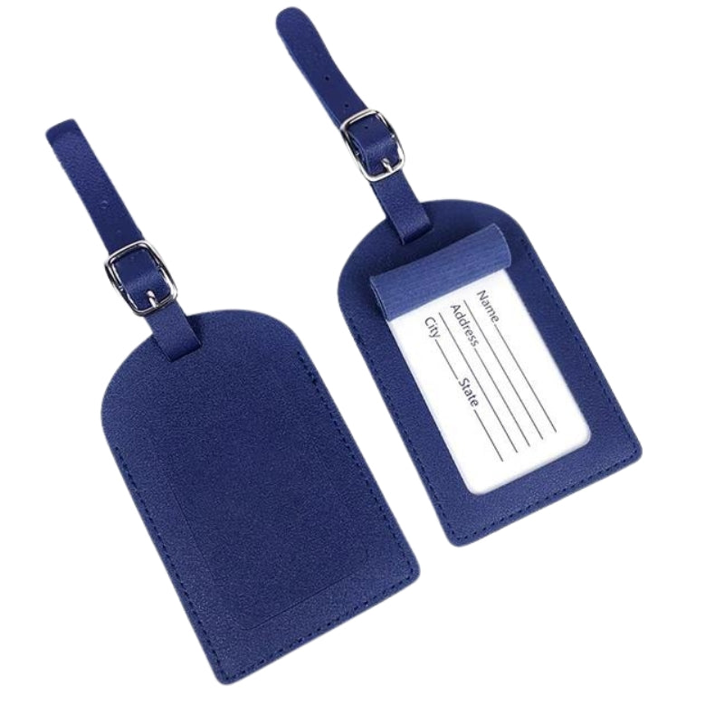 genuine leather luggage tag - Navy Blue 2 Pieces