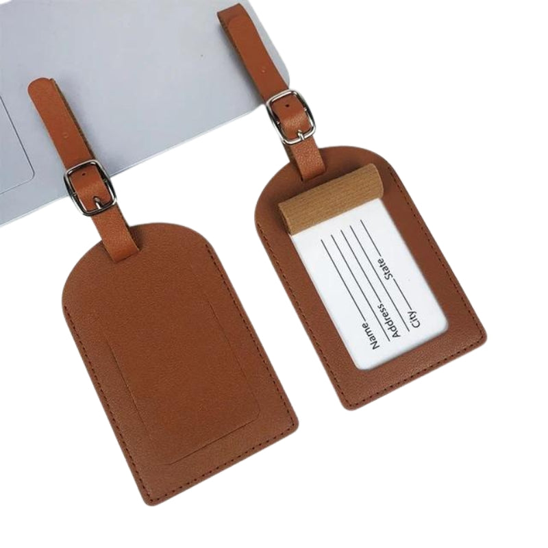 genuine leather suitcase tag - Brown 2 Pieces