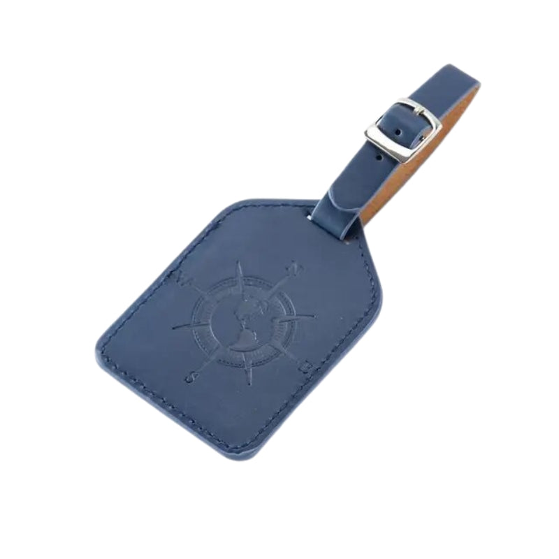 genuine leather luggage tag - Blue