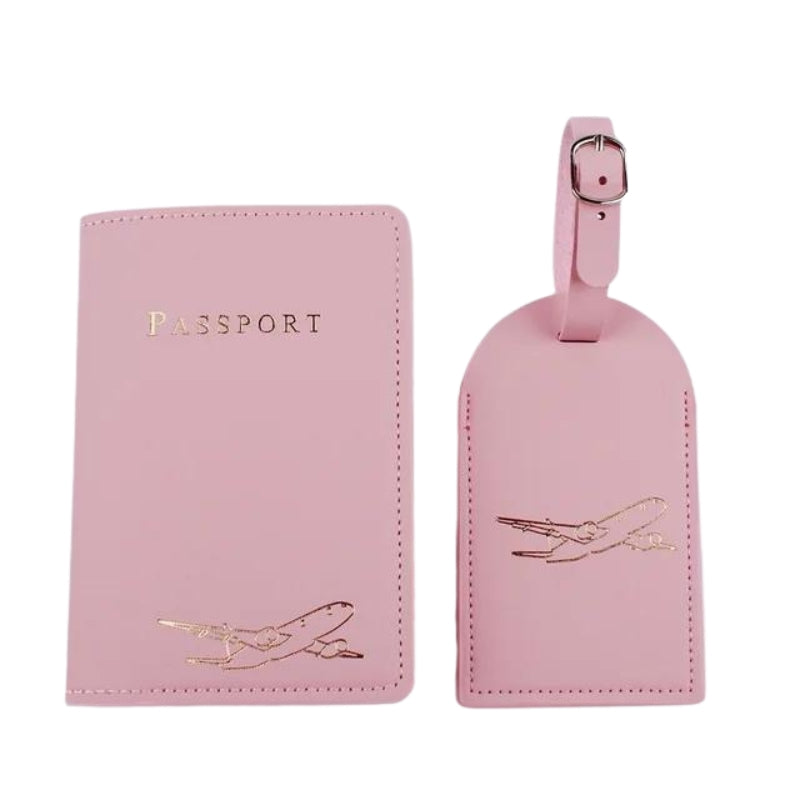 airplane luggage tag holder - Pink - Gold Plane Engraving