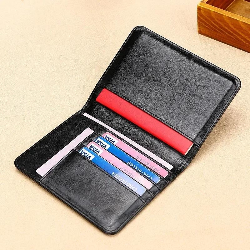 leather men's passport holder - Textured Brown - Brown - Black - Red
