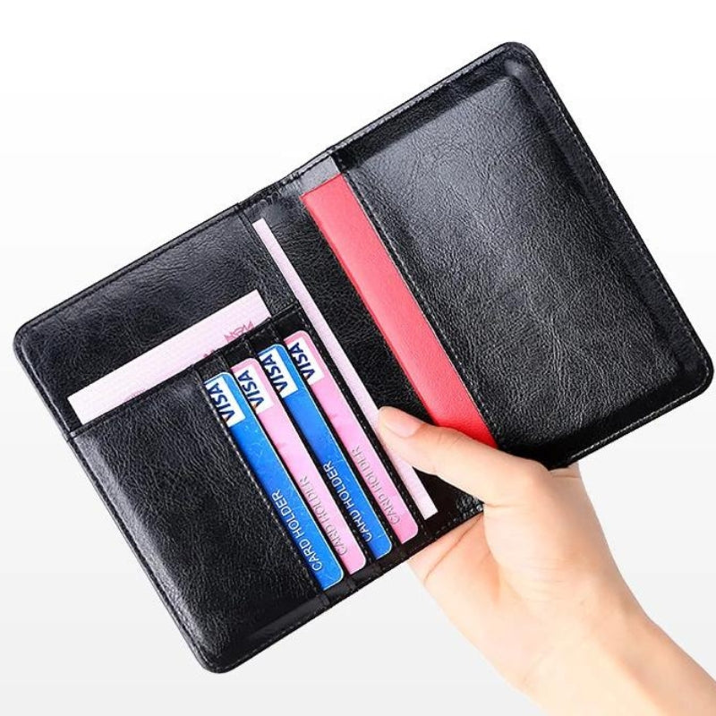 leather passport holder for men - Textured Brown - Brown - Black - Red