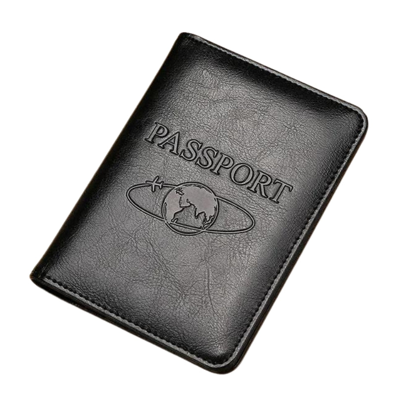 leather passport holder - Black