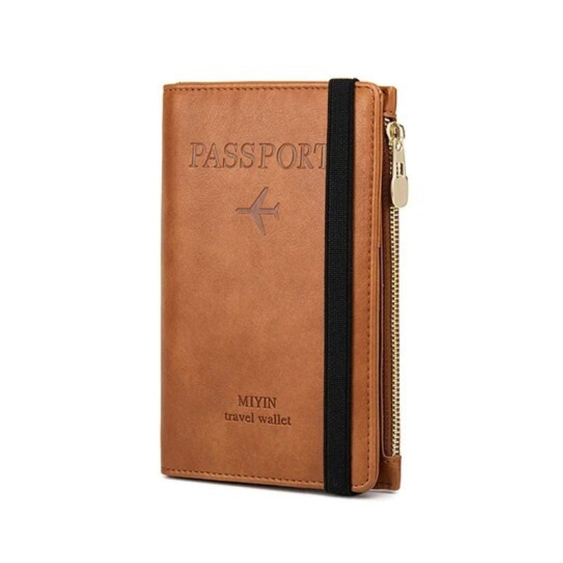 leather passport holder - Light Brown
