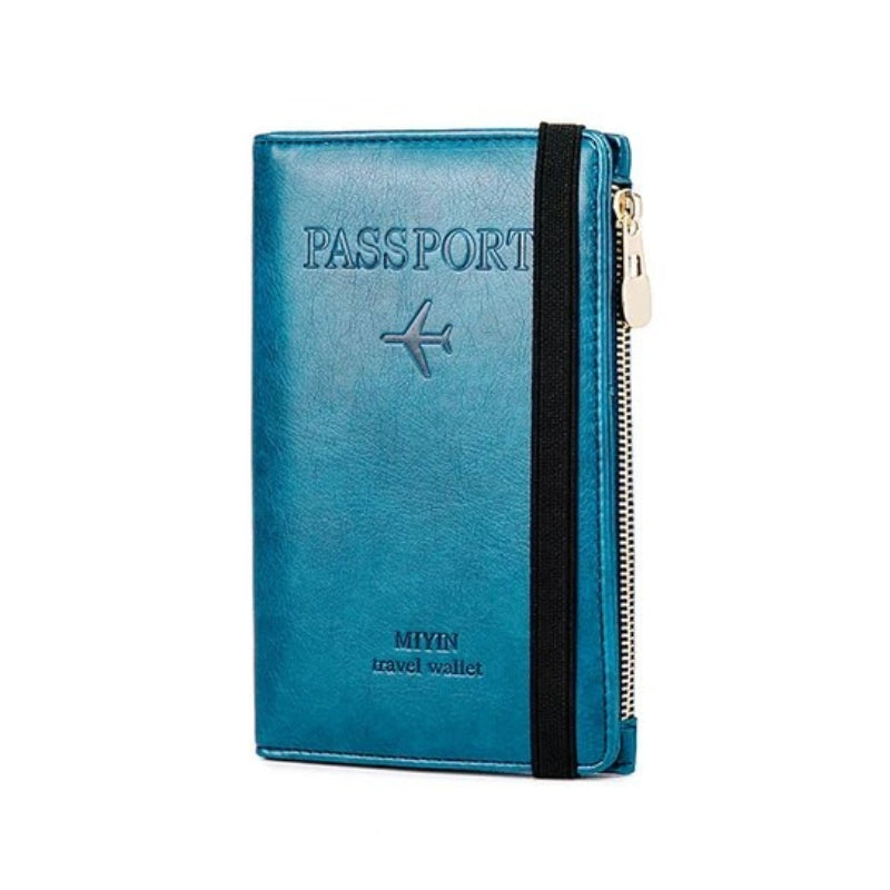 leather passport holder - Turquoise