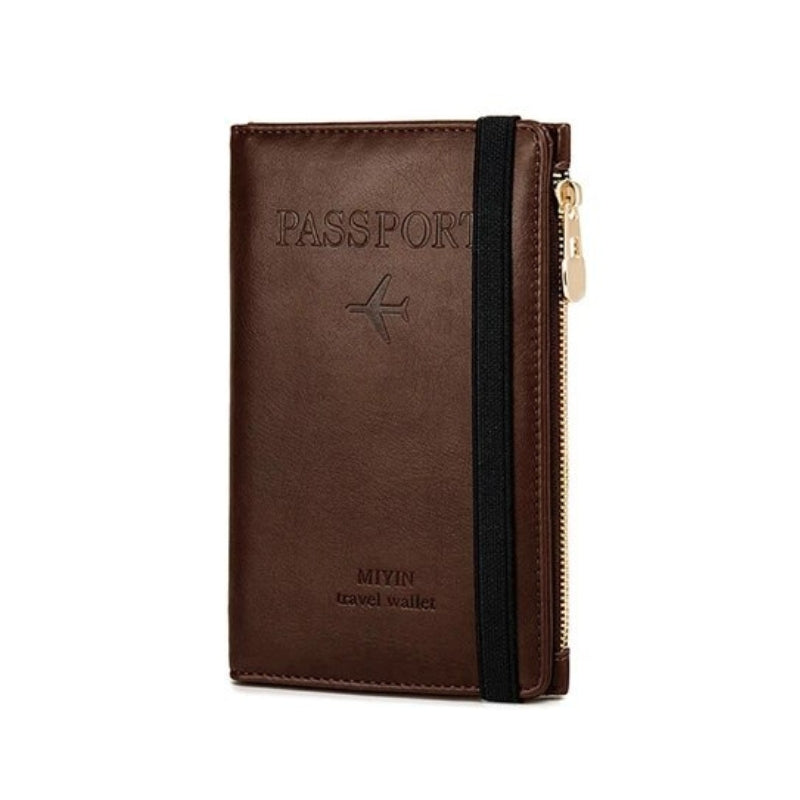 leather passport wallet - Dark Brown