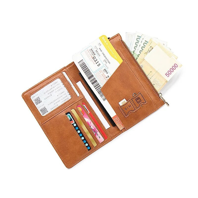 leather passport holder - Black - Dark Brown - Light Brown - Pink - Red - Grey - Gray - Navy Blue - Turquoise