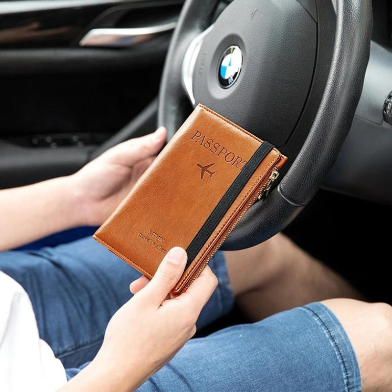 leather passport holder man - Black - Dark Brown - Light Brown - Pink - Red - Grey - Gray - Navy Blue - Turquoise