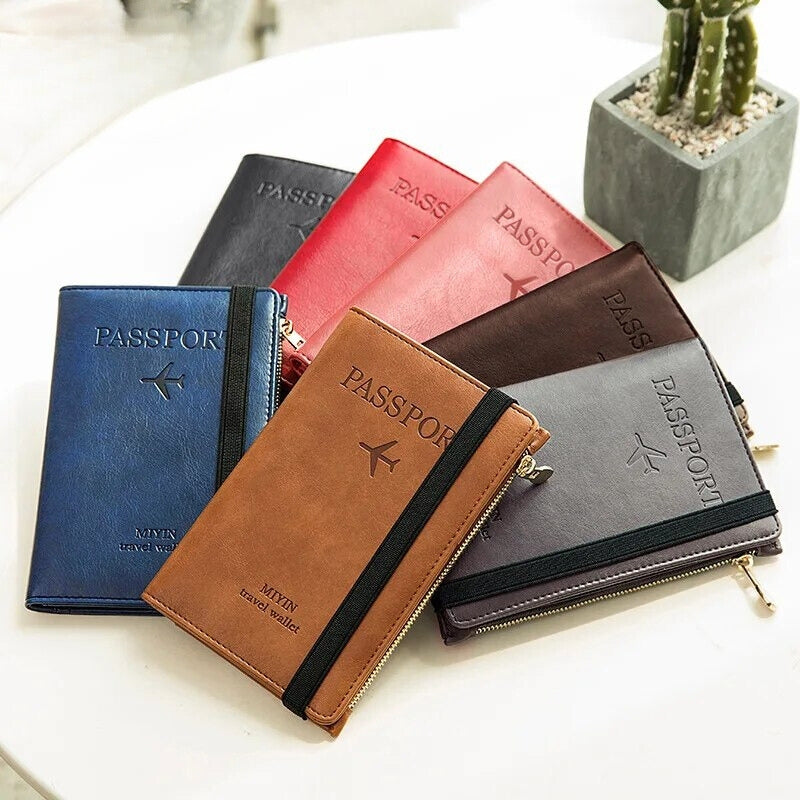 leather passport holder woman - Black - Dark Brown - Light Brown - Pink - Red - Grey - Gray - Navy Blue - Turquoise