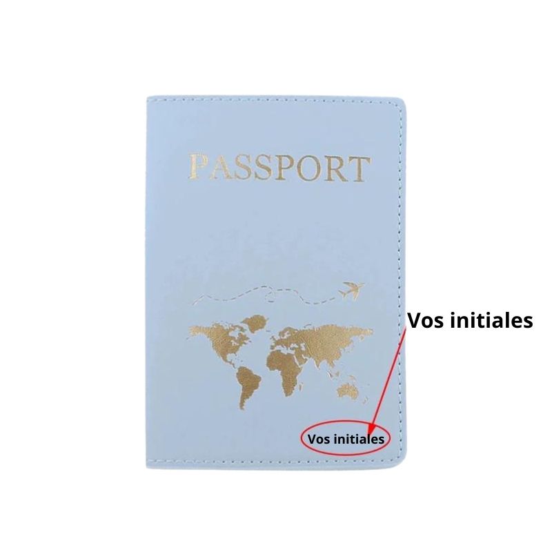 personalized leather passport holder - Blue