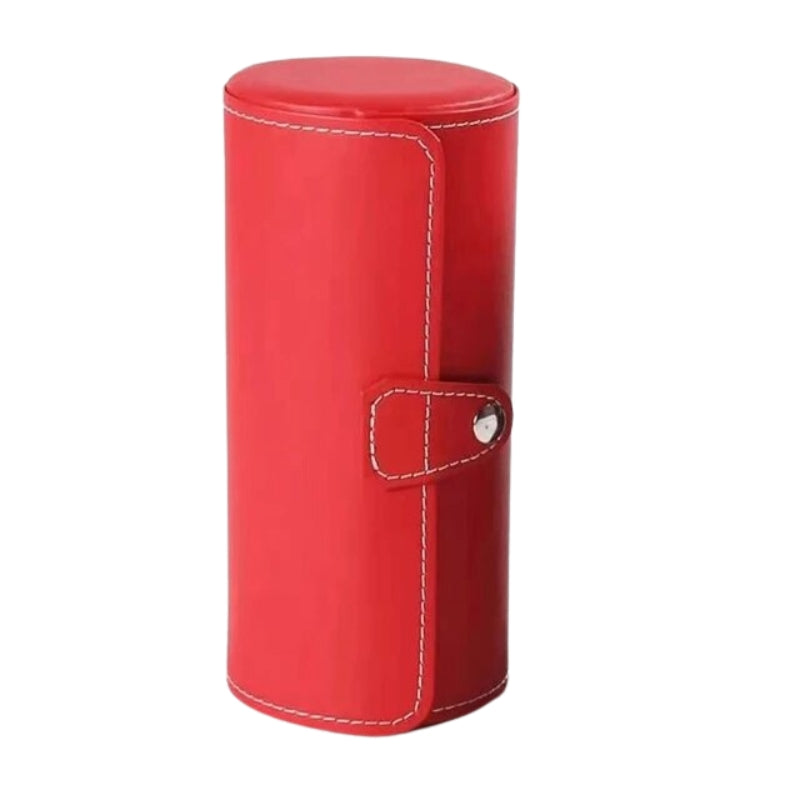 leather travel watch case - Red