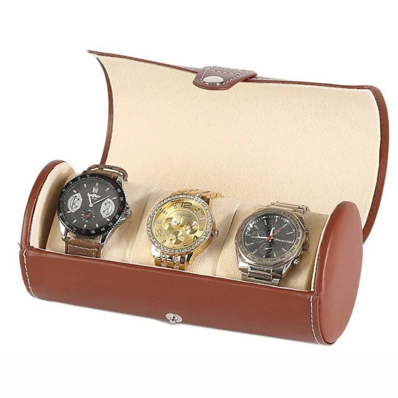 travel watch cases - Red - Black with Red Topstitching - Black - Textured Black - Brown