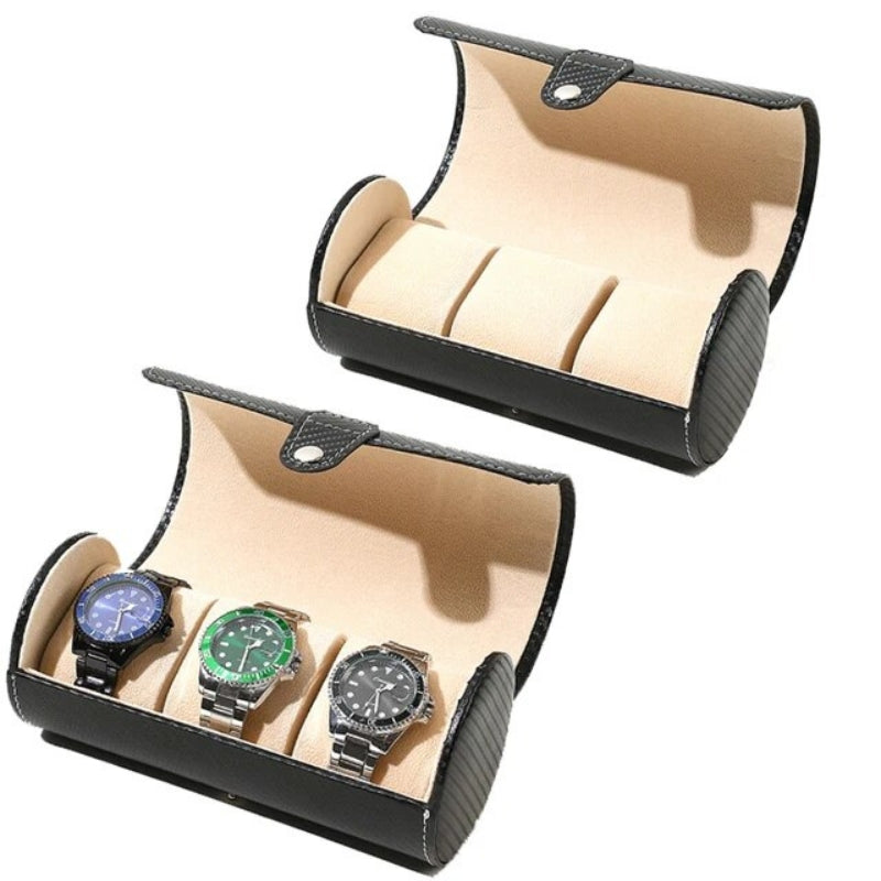 luxury travel watch case - Textured Black