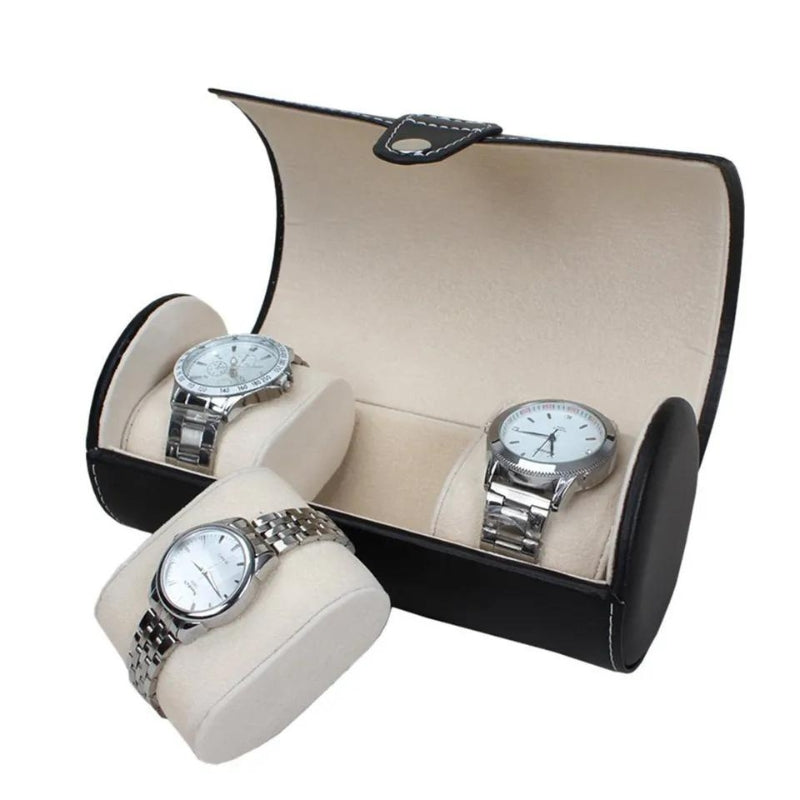 travel watch cases - Red - Black with Red Topstitching - Black - Textured Black - Brown