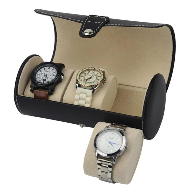 travel watch case - Red - Black with Red Topstitching - Black - Textured Black - Brown