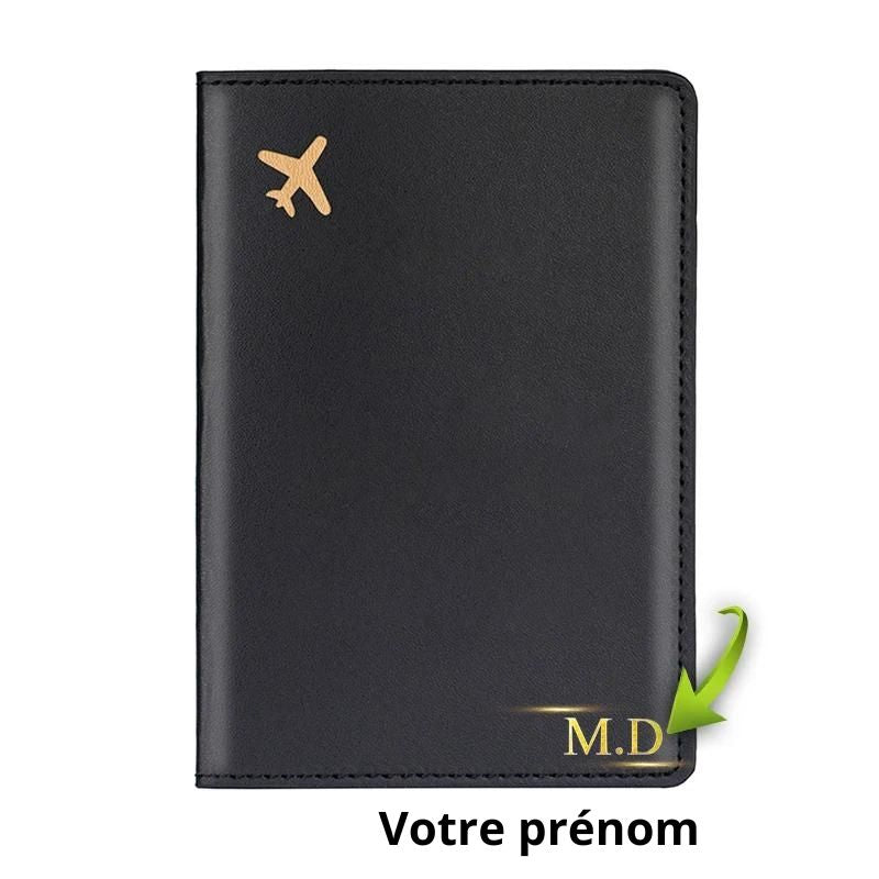 personalized leather passport holder - Black