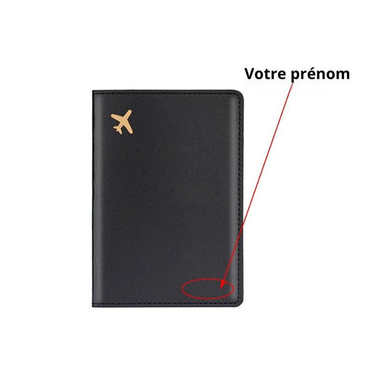 personalized leather passport cover - Black