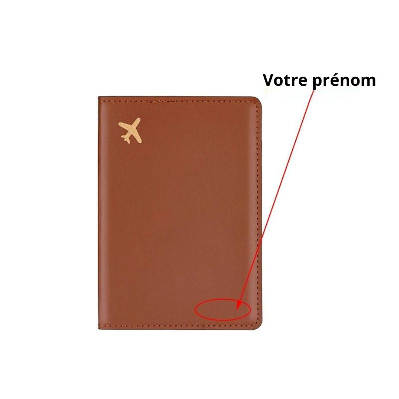 personalized leather passport holder - Brown