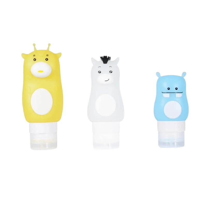 silicone travel bottle - Yellow Blue and Grey - Yellow Blue and Gray