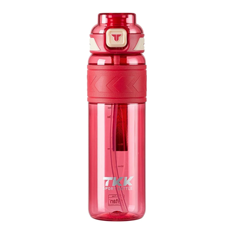 plastic water bottle with straw - Pink - 600ml