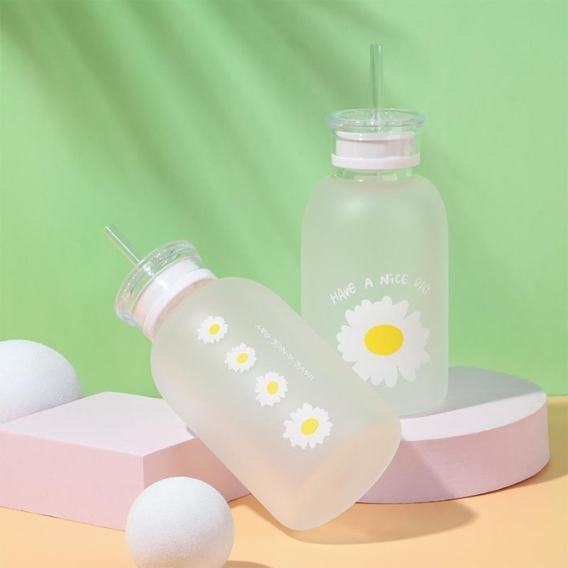 water bottle with straw for girls - White - Transparent