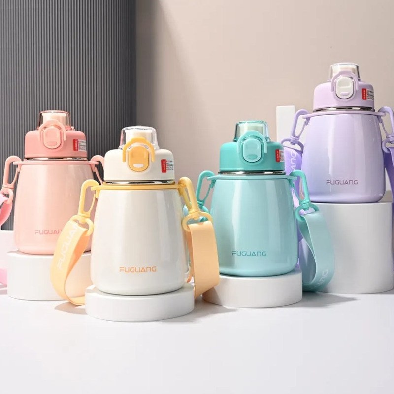 Gourde inox enfant, gamme des 4 couleurs Rose, Blanc, Vert et Violet