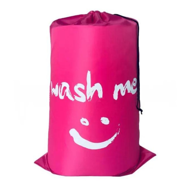 travel fabric dirty laundry bag - Fuchsia Pink - Wash me