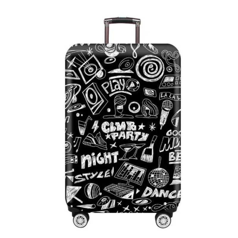 children's suitcase protection - Black Boom Party Pattern