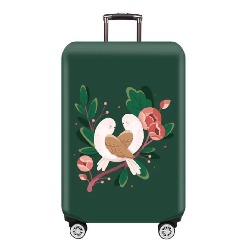 luggage protection - Green Bird Pattern