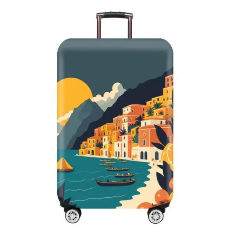cabin luggage protection cover - Blue City Pattern