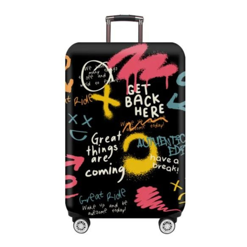 plastic luggage protection cover - Black Graffiti Pattern