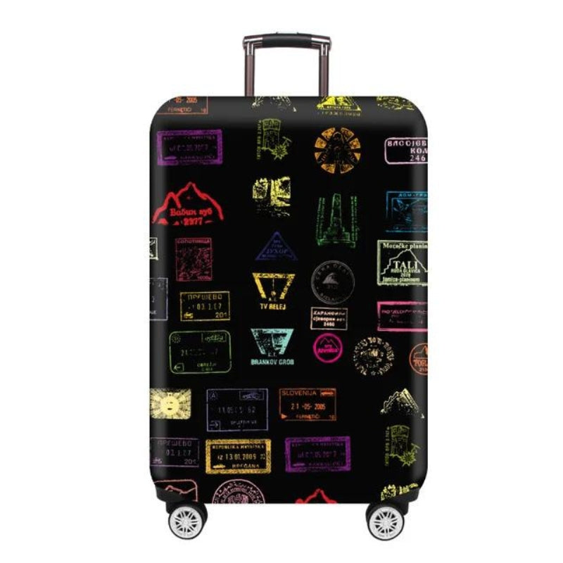 airplane luggage protection cover - Black Travel Trail Pattern