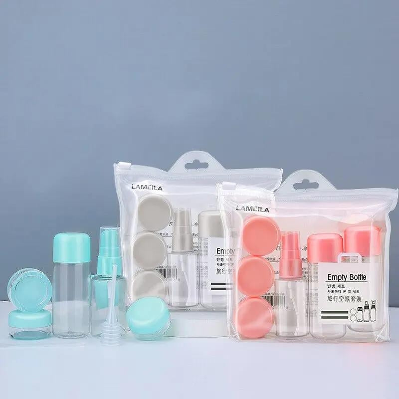 airplane travel bottle kit - White - Blue - Pink - Grey - Gray
