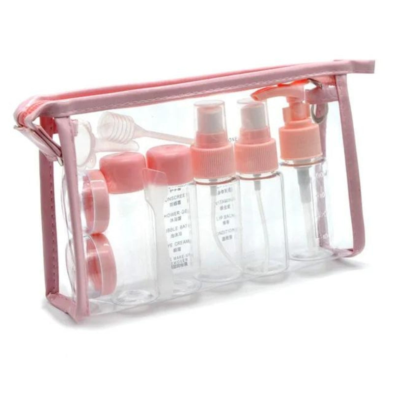 small bottles travel kit - Pink - 11 Pieces - Model 1