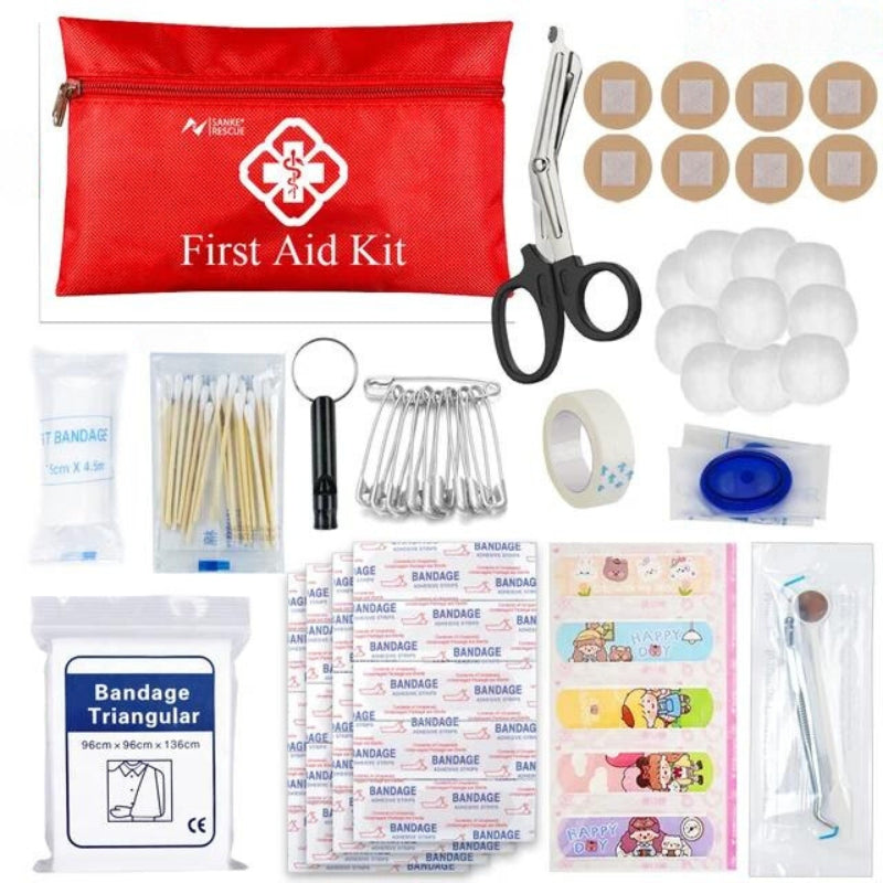first aid kit contents - Red - 87 Pieces