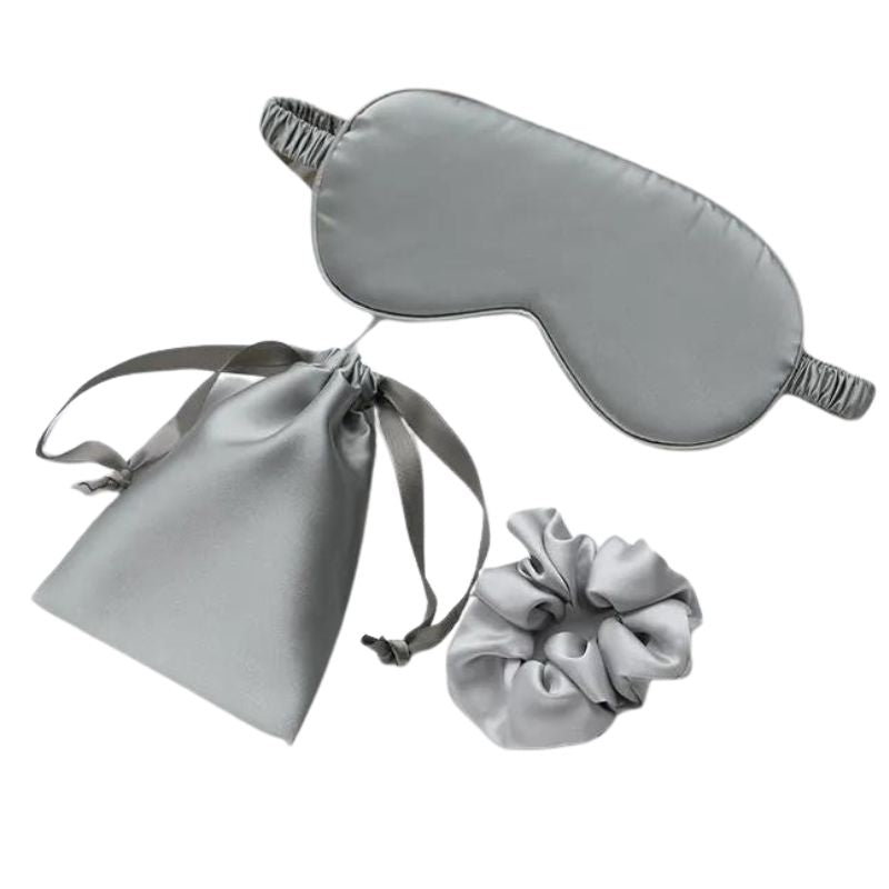 silk sleep mask - Grey Three-Piece - Gray Three-Piece
