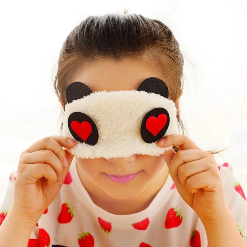 sleep mask for children - White with Red Heart Pattern - White with Cross Pattern - White with Raindrop Pattern - White with White Heart Pattern