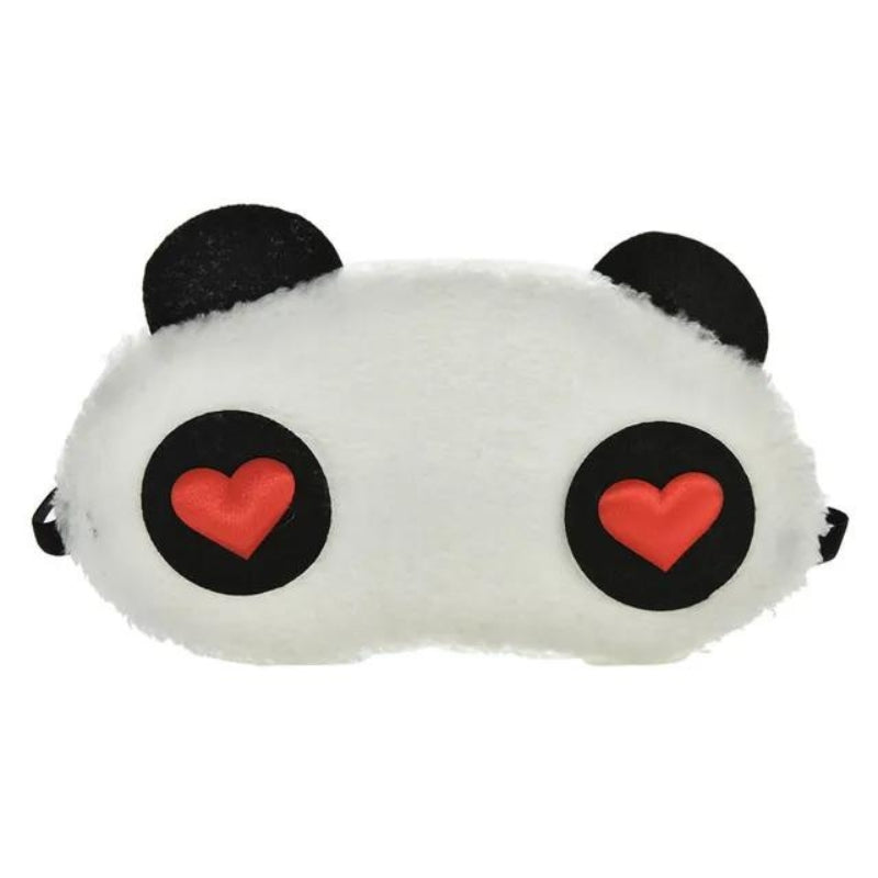 children's sleep mask - White with Red Heart Pattern