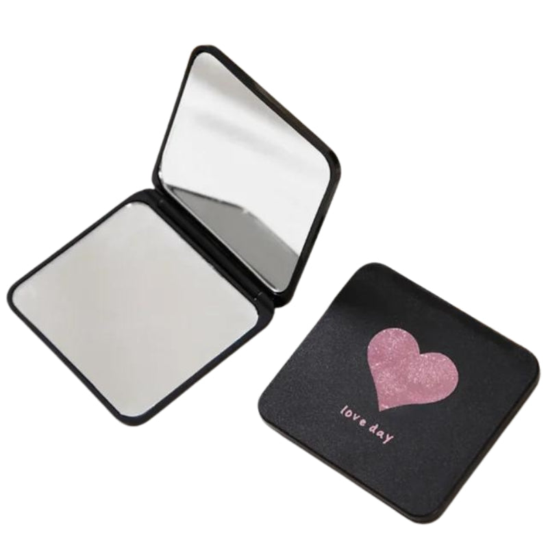 original pocket mirror - Black Heart Pattern