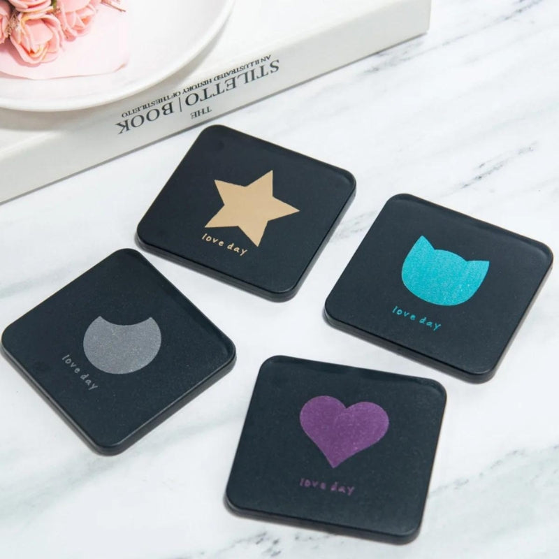 shatterproof pocket mirror - Black Moon Pattern - Black Heart Pattern