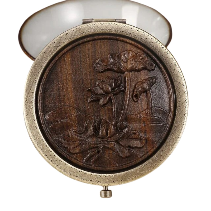 wooden handbag mirror - Dark Brown - Model 5