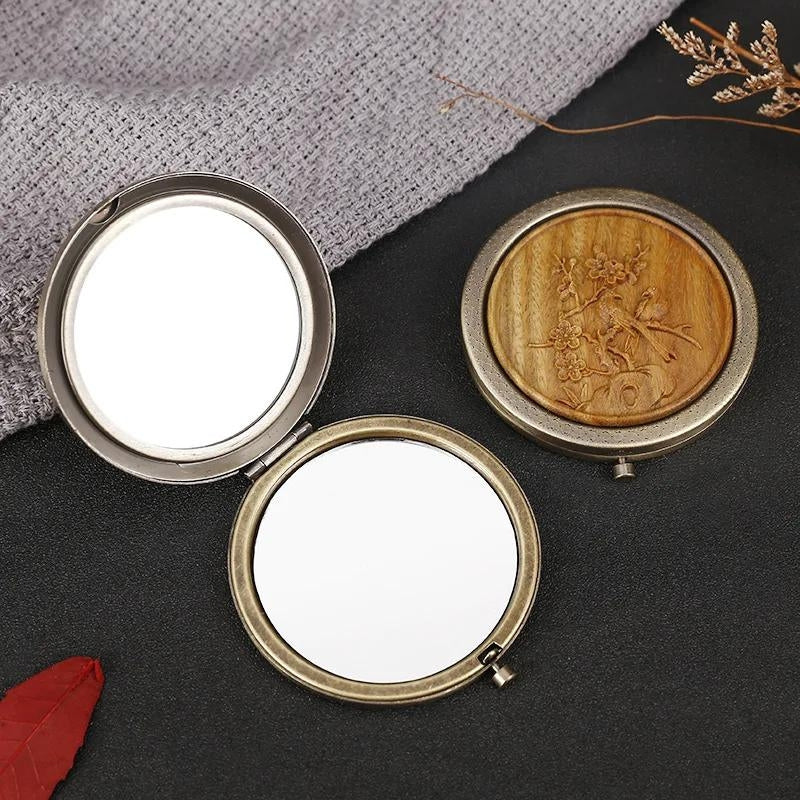wooden pocket mirror - Brown - Light Brown - Dark Brown - Beige