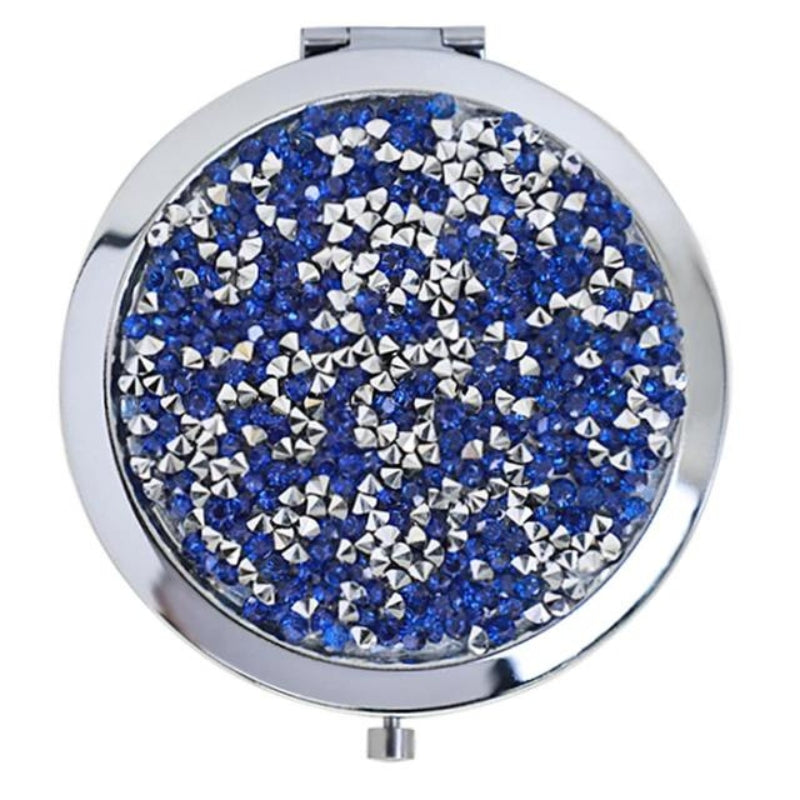 women's mirror - Silver with Blue Rhinestones