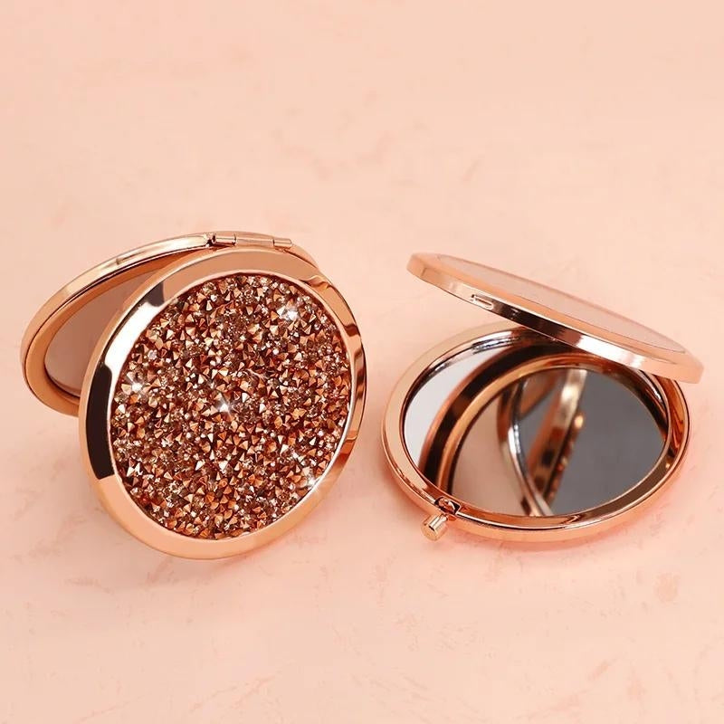 pocket mirror with led - Silver with Rhinestones - Silver with Yellow Rhinestones - Silver with Pink Rhinestones - Silver with Sky Blue Rhinestones - Silver with Purple Rhinestones - Silver with Grey Rhinestones - Silver with Gray Rhinestones - Silver with Green Rhinestones - Silver with Blue Rhinestones - Rose Gold 1 - Rose Gold 2 - Rose Gold 3 - Rose Gold 4 - Gold 1 - Gold 2 - Gold 3