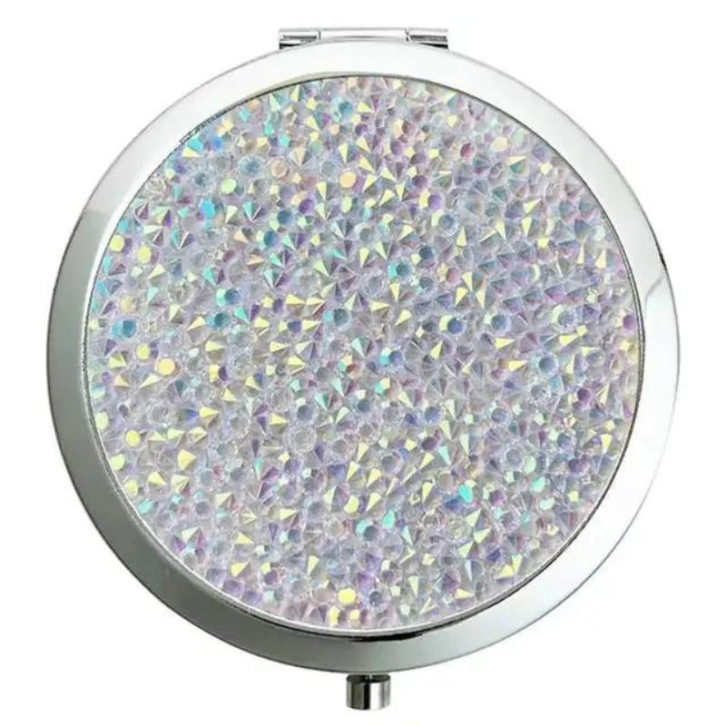 luxury pocket mirror - Silver with Rhinestones