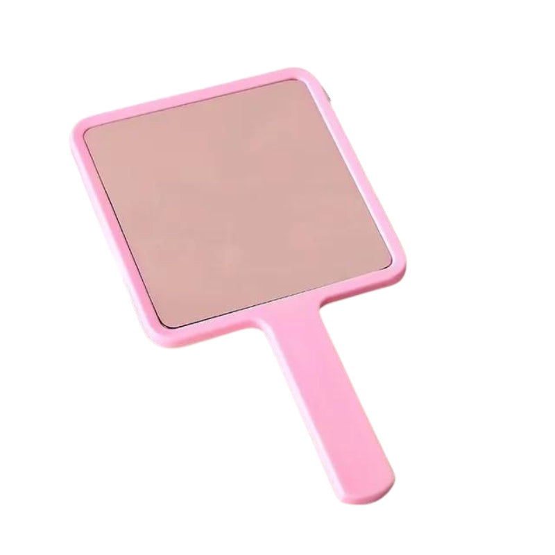 square pocket mirror - Pink - Square with Handle