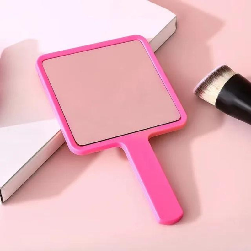 children's pocket mirror - Fuchsia Pink - Square with Handle