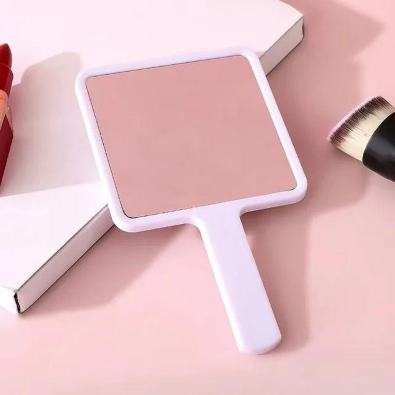 antique pocket mirror - White - Square with Handle