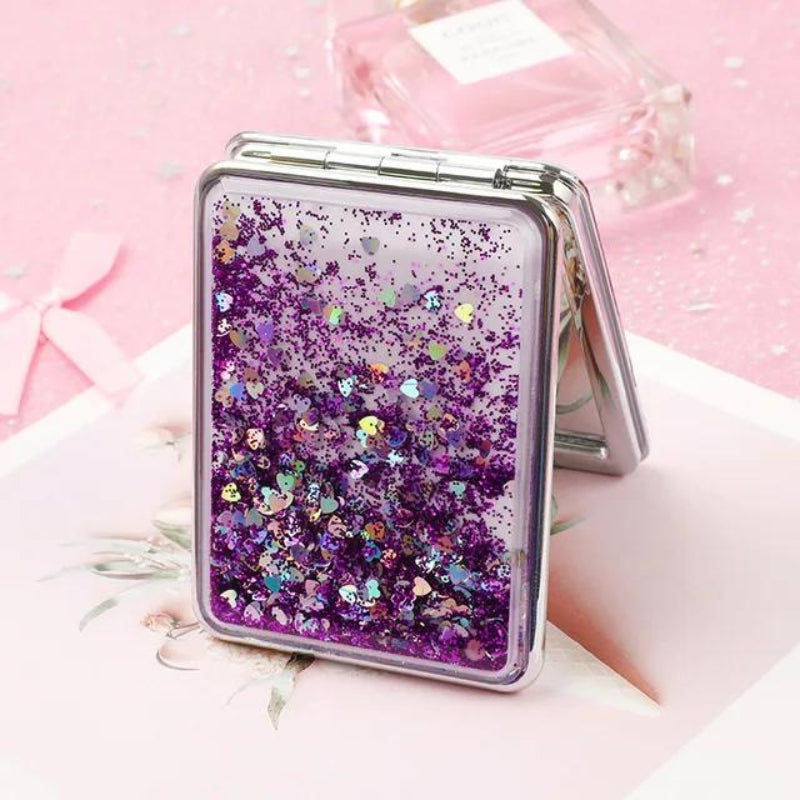 pocket mirror with glitter - Purple - Square