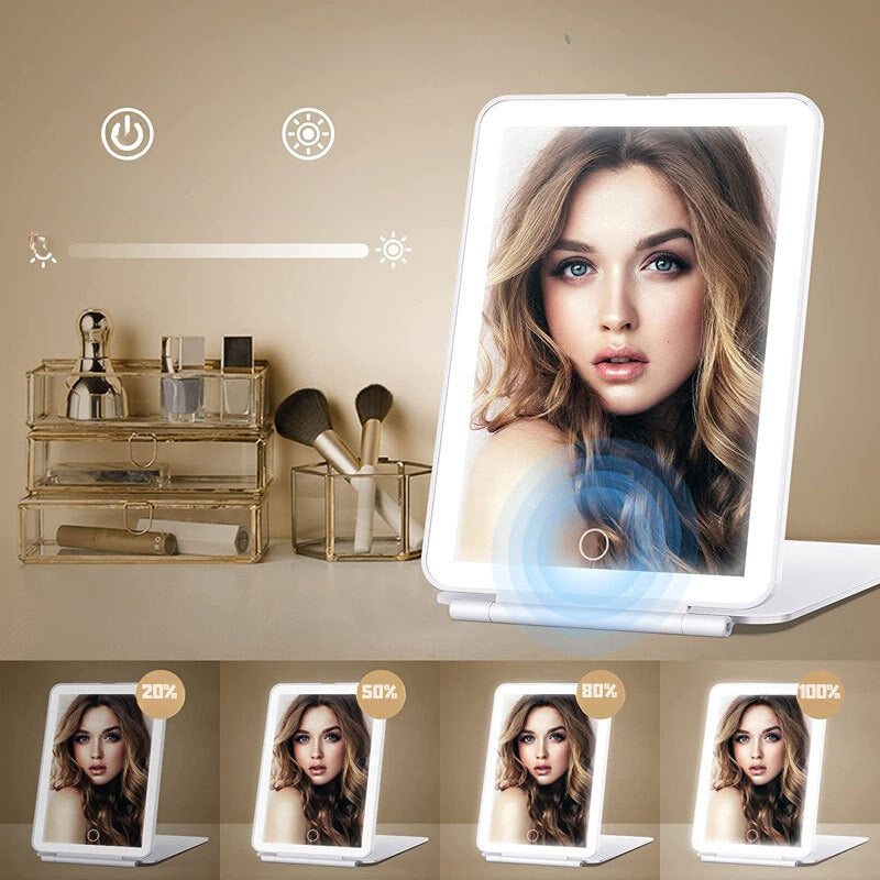 portable led mirror - White - Pink